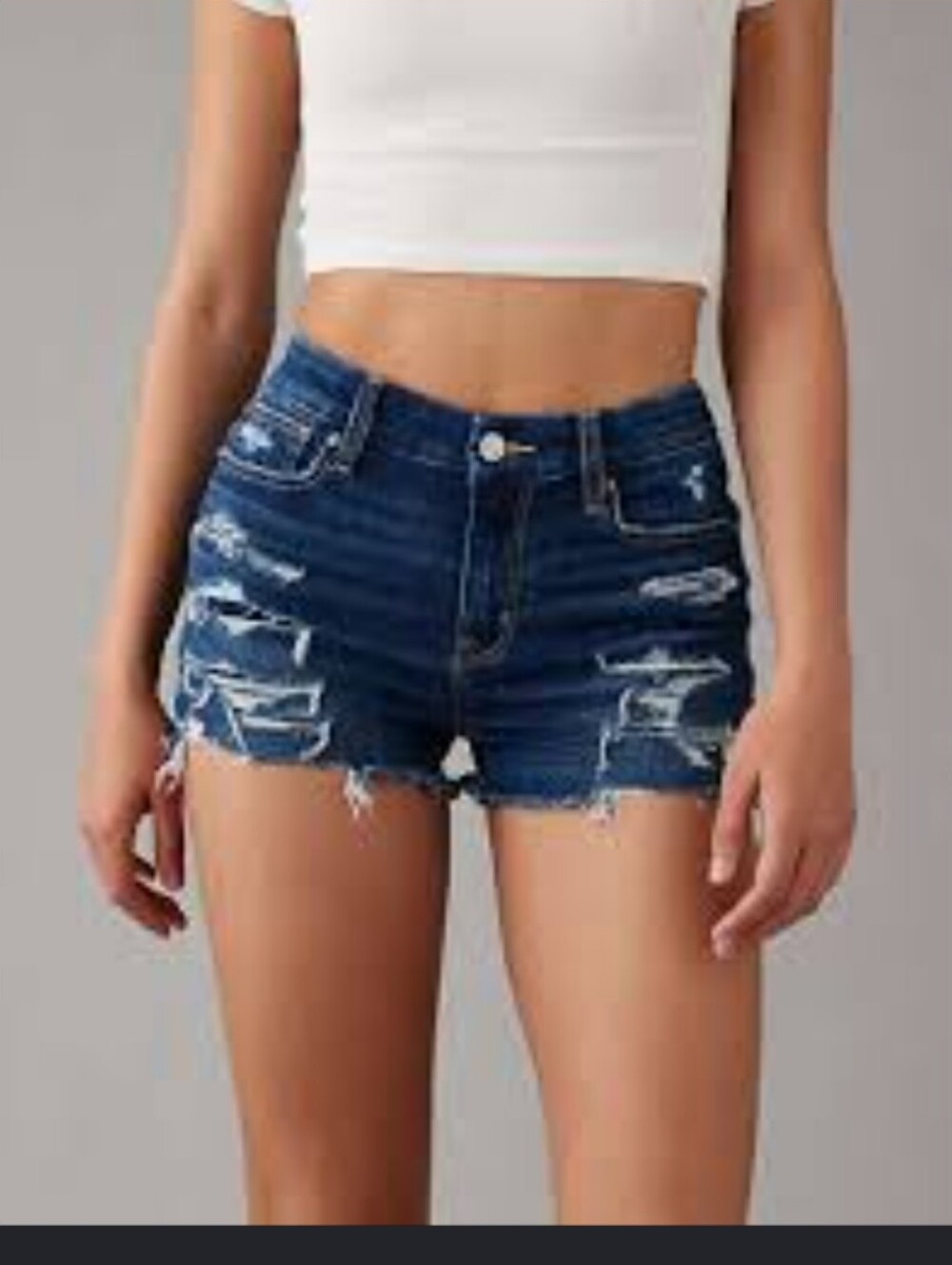 AE Dark Distressed Denim Shorts